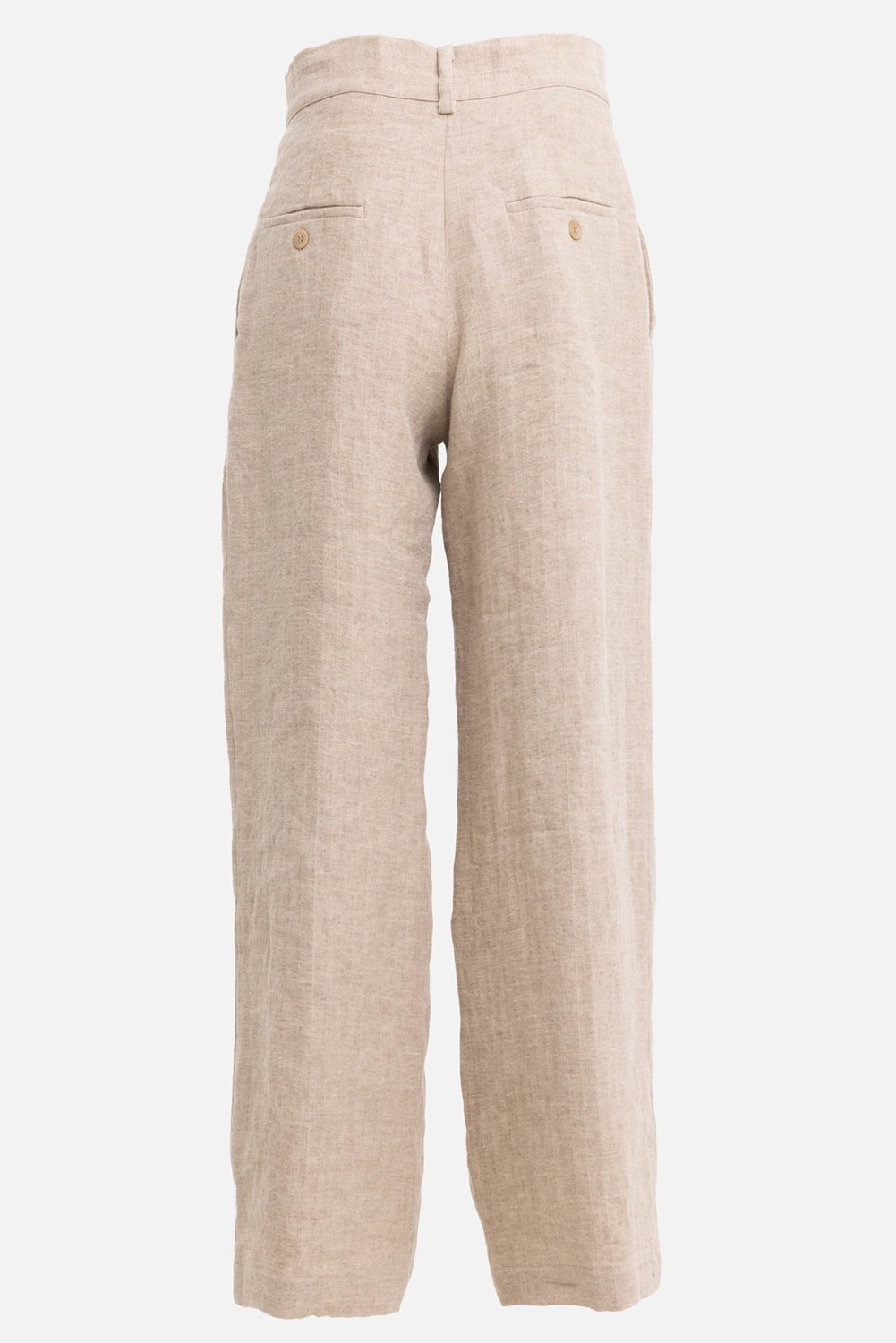 Gentry Portofino women's trousers in corda, back view, buttoned welt pockets and straight wide leg