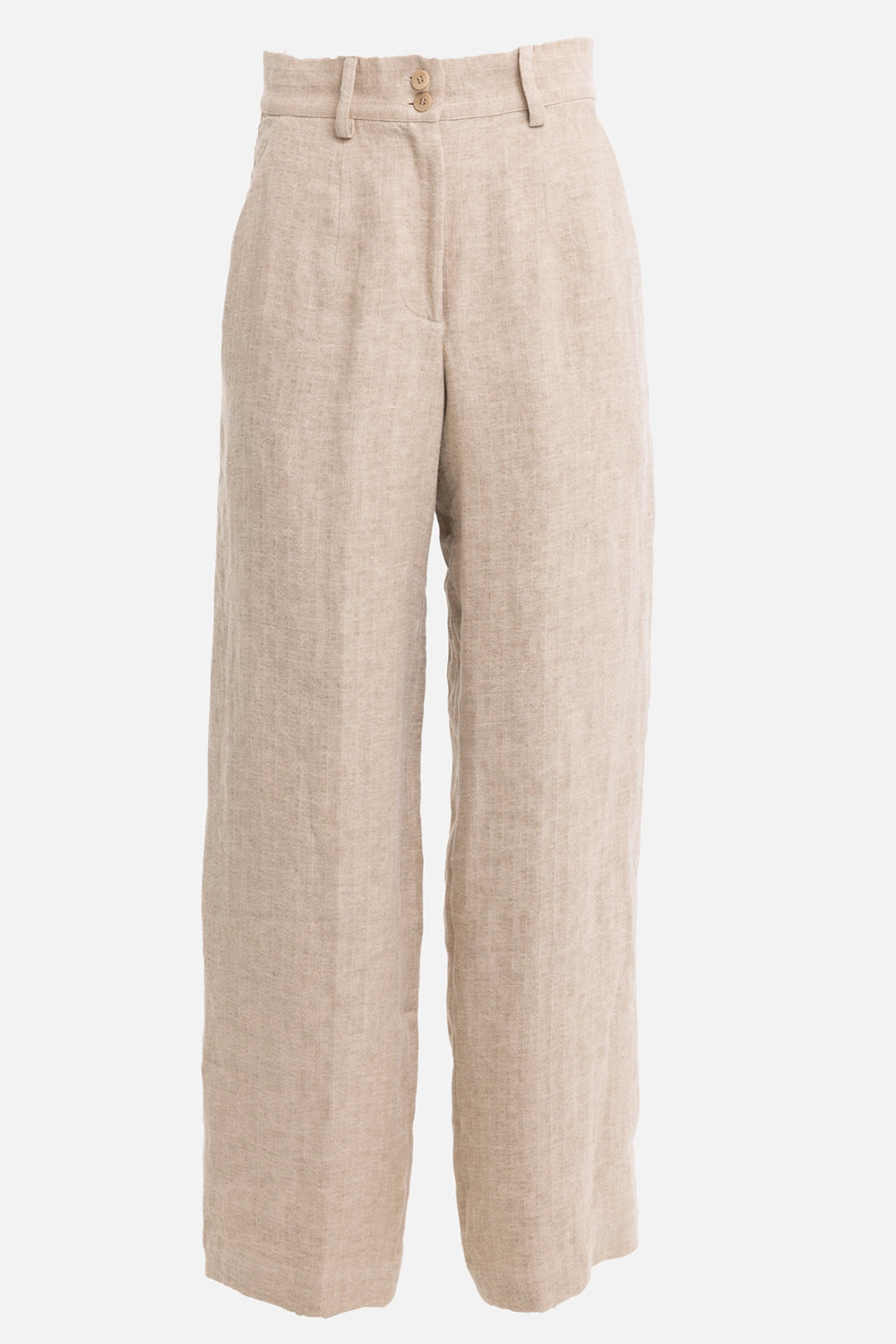 Gentry Portofino women's trousers in corda, front view, double-button waistband and straight wide leg
