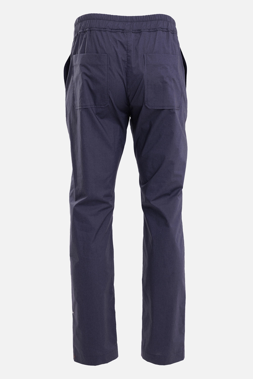 Aion men's jogger trousers in blue, back view, elastic waistband and two patch pockets