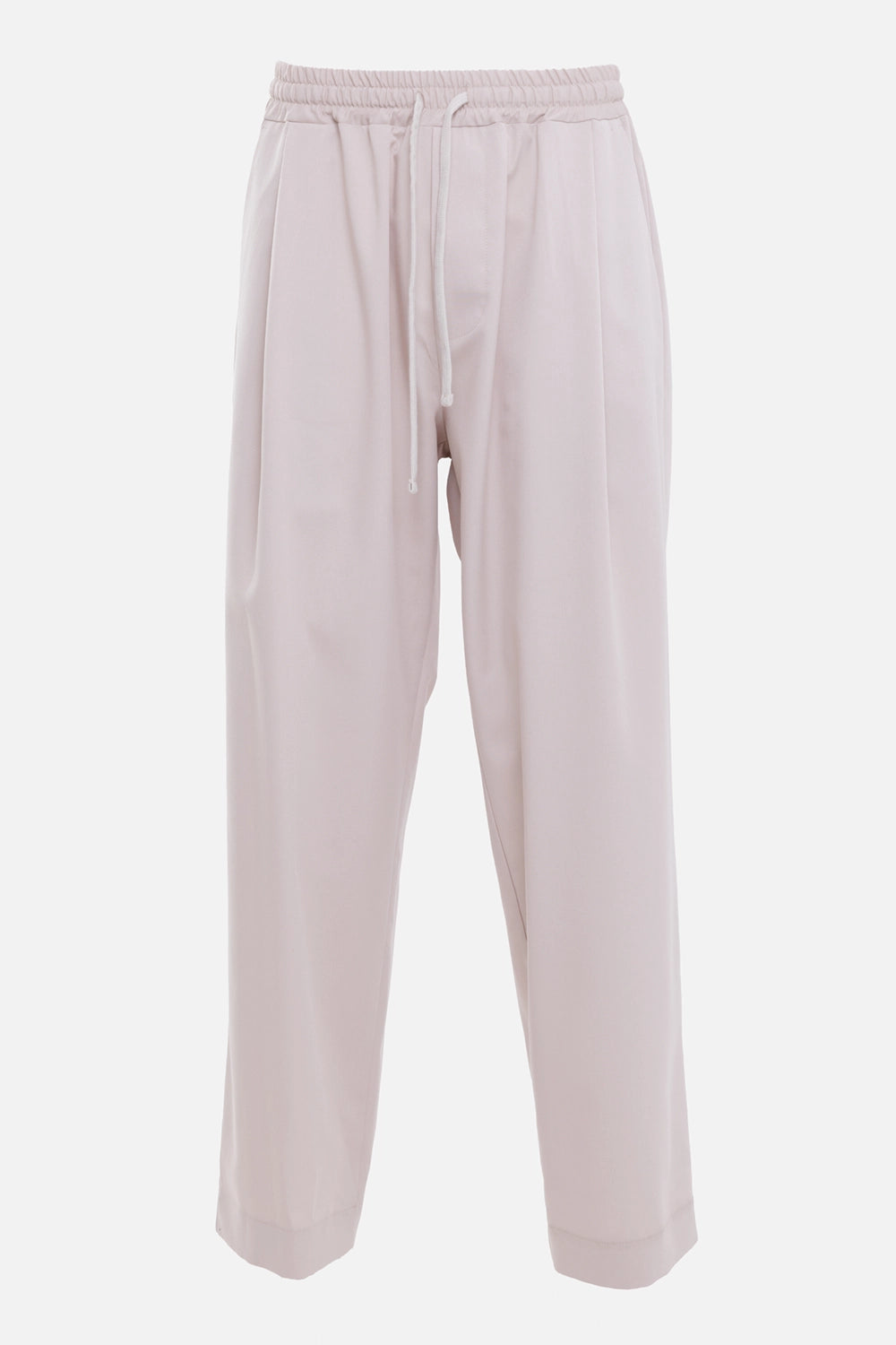 Gaëlle Paris men's trousers in beige, front view, elastic drawstring waist and soft front pleats