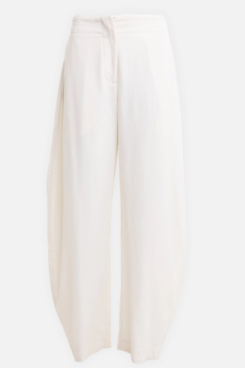 Gentry Portofino women's wide-leg trousers in ecru, front view, clean waistband and concealed closure