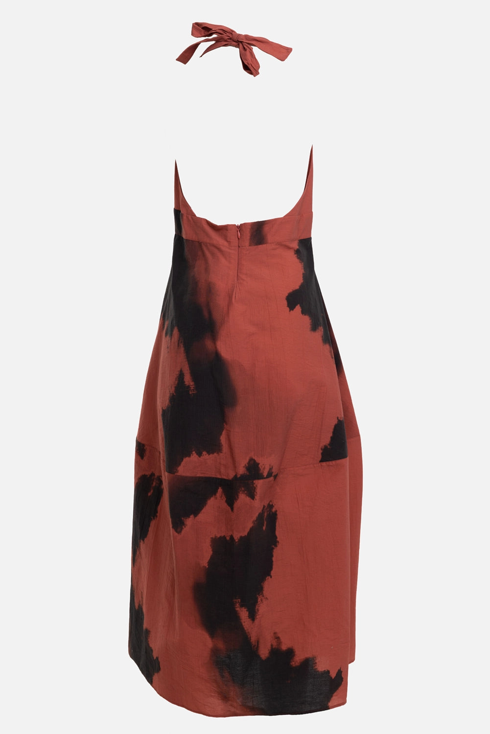 Gentry Portofino women's halterneck dress in cipolla, back view, slim straps and concealed zip