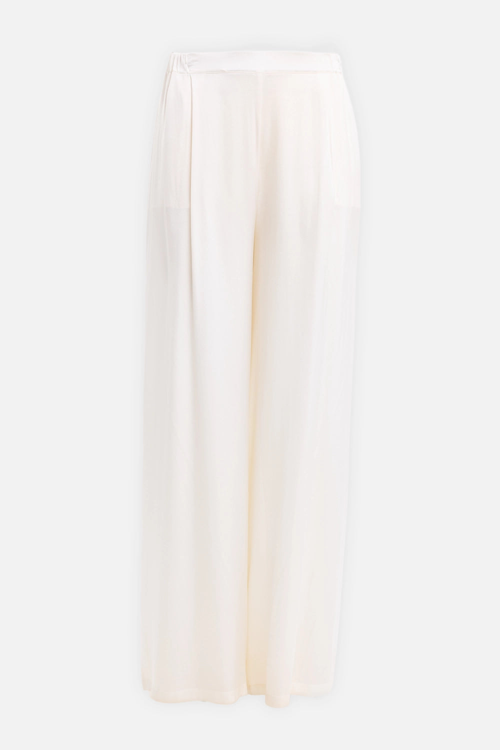 Avant Toi women's palazzo trousers in vanilla, front view with flat waistband and soft front pleats