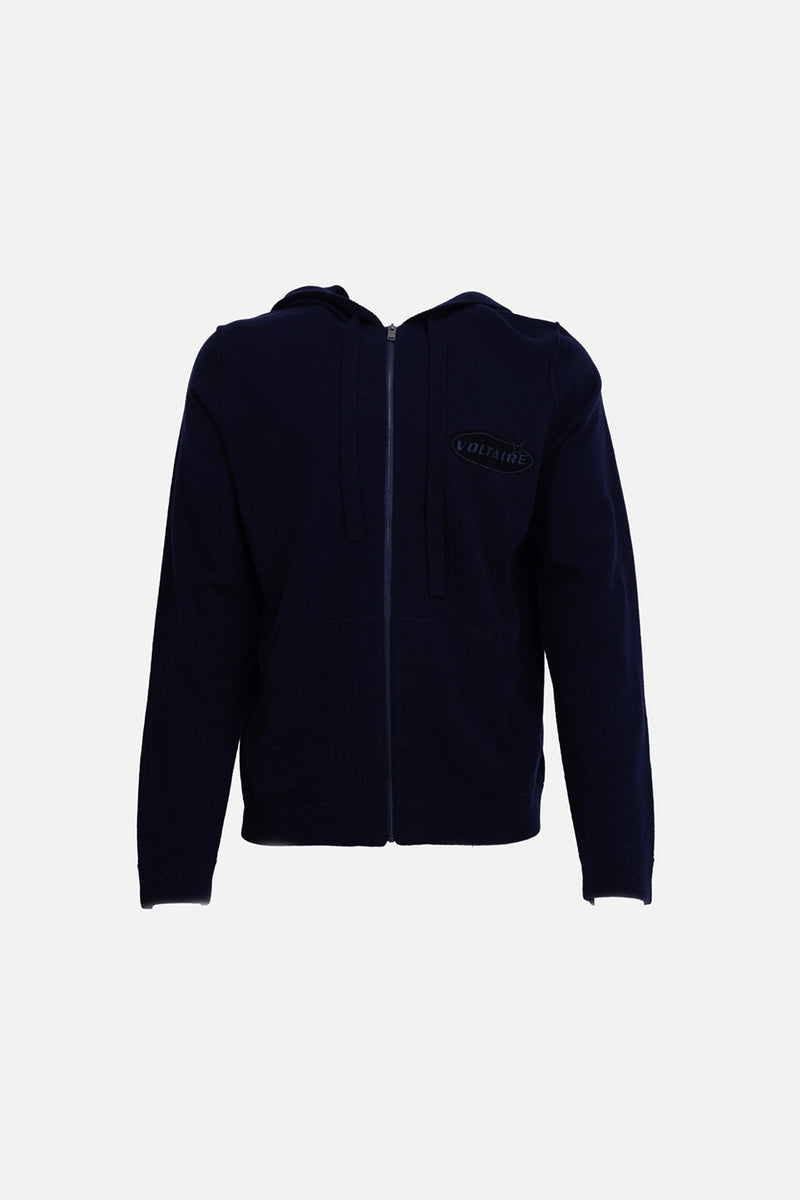 Men's Zip-Up Hooded Cardigan in Encre Navy | Zadig&Voltaire