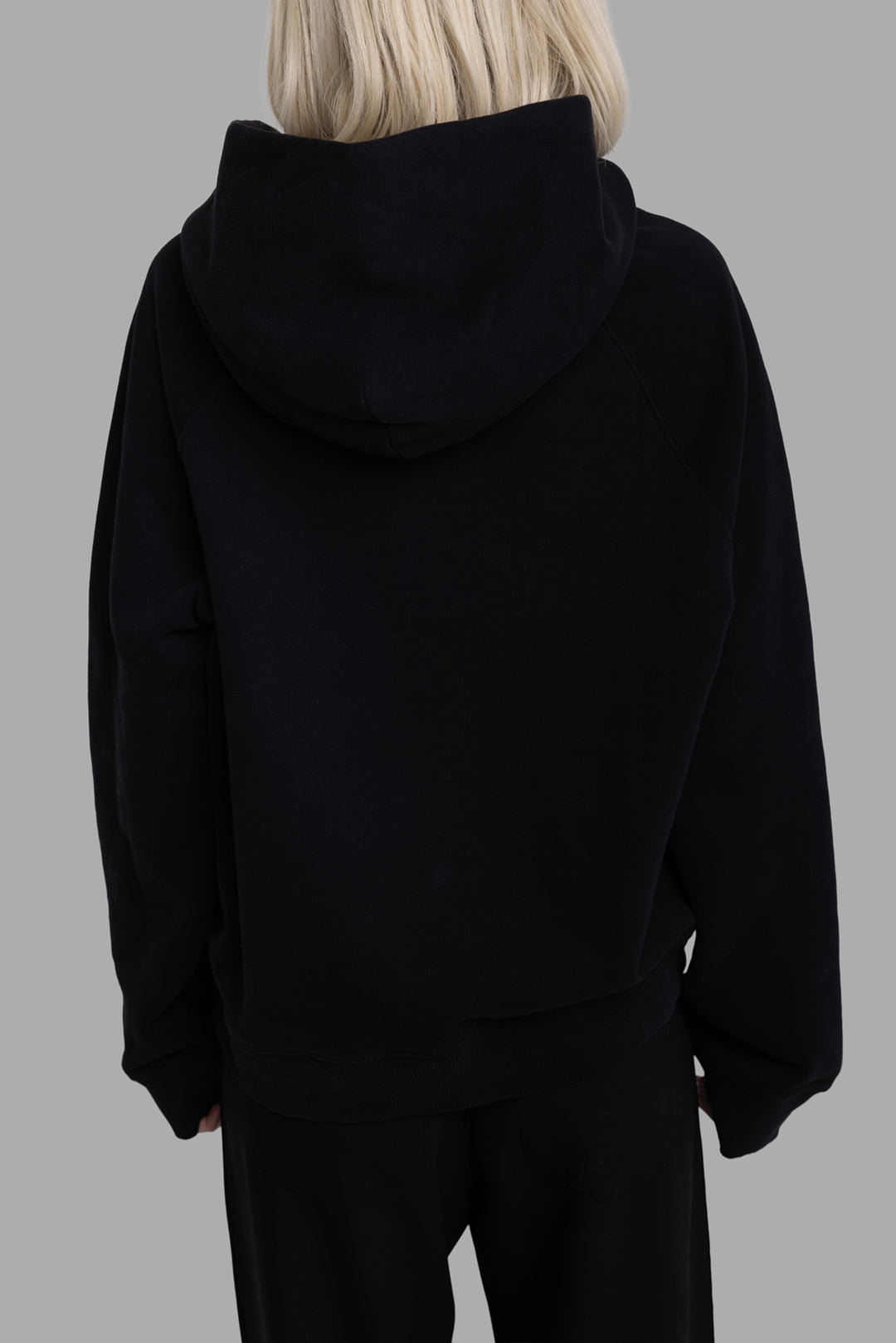 Zadig & Voltaire women's black hoodie, back view, relaxed oversized fit with ribbed hem and cuffs.