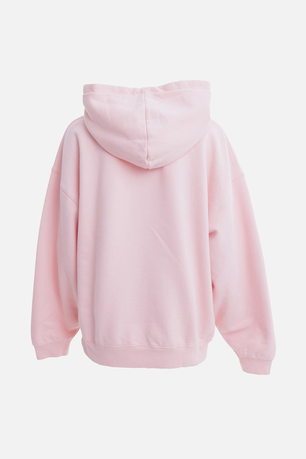Anine Bing women's coral pink hoodie, back view with oversized hood, dropped shoulders and ribbed cuffs