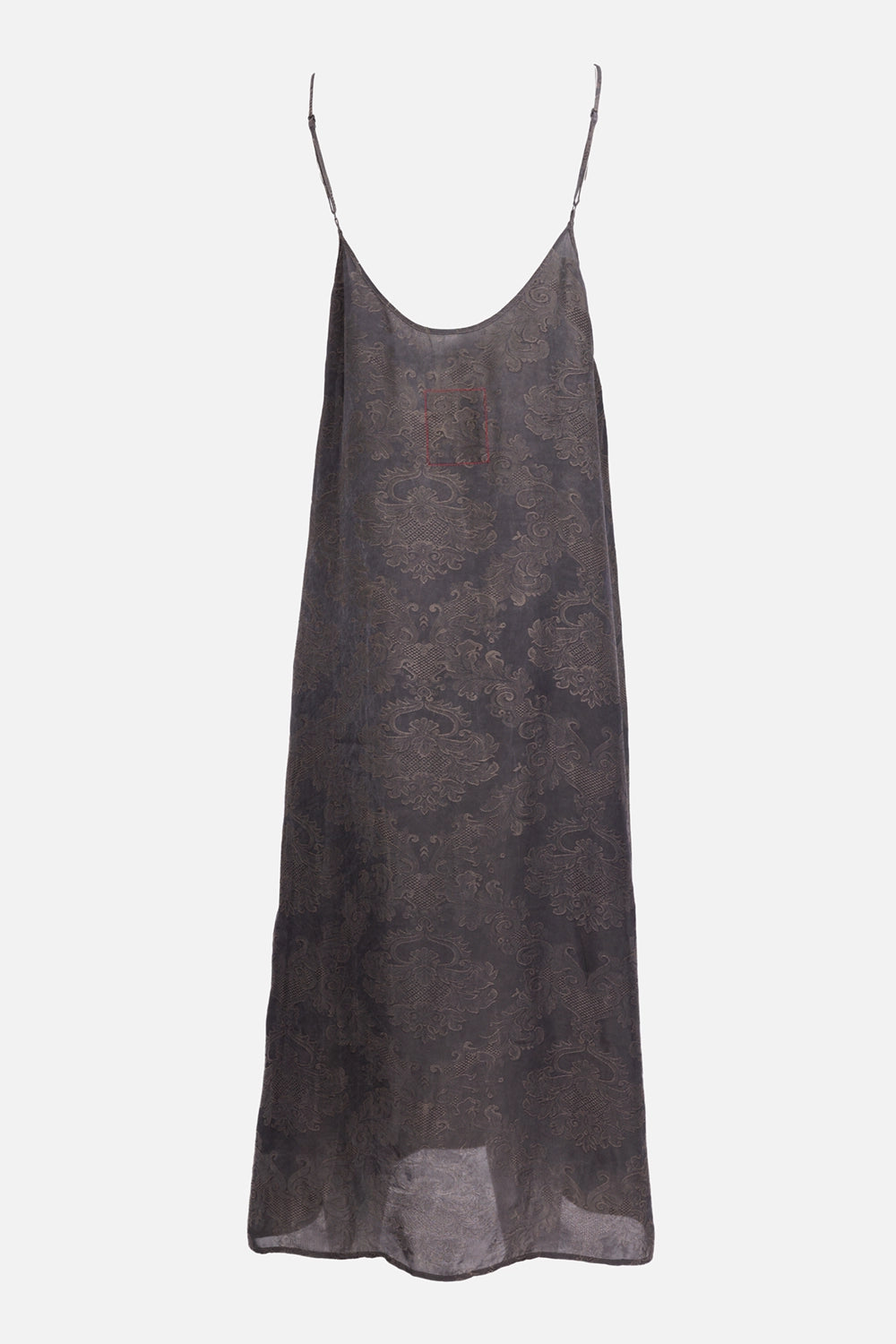 Uma Wang women's maxi dress in dark ombre, front view with tonal jacquard and thin shoulder straps