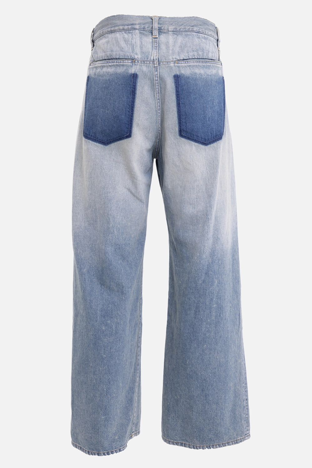 Attachment men's light blue jeans, back view, darker rear patch pockets and wide-leg silhouette