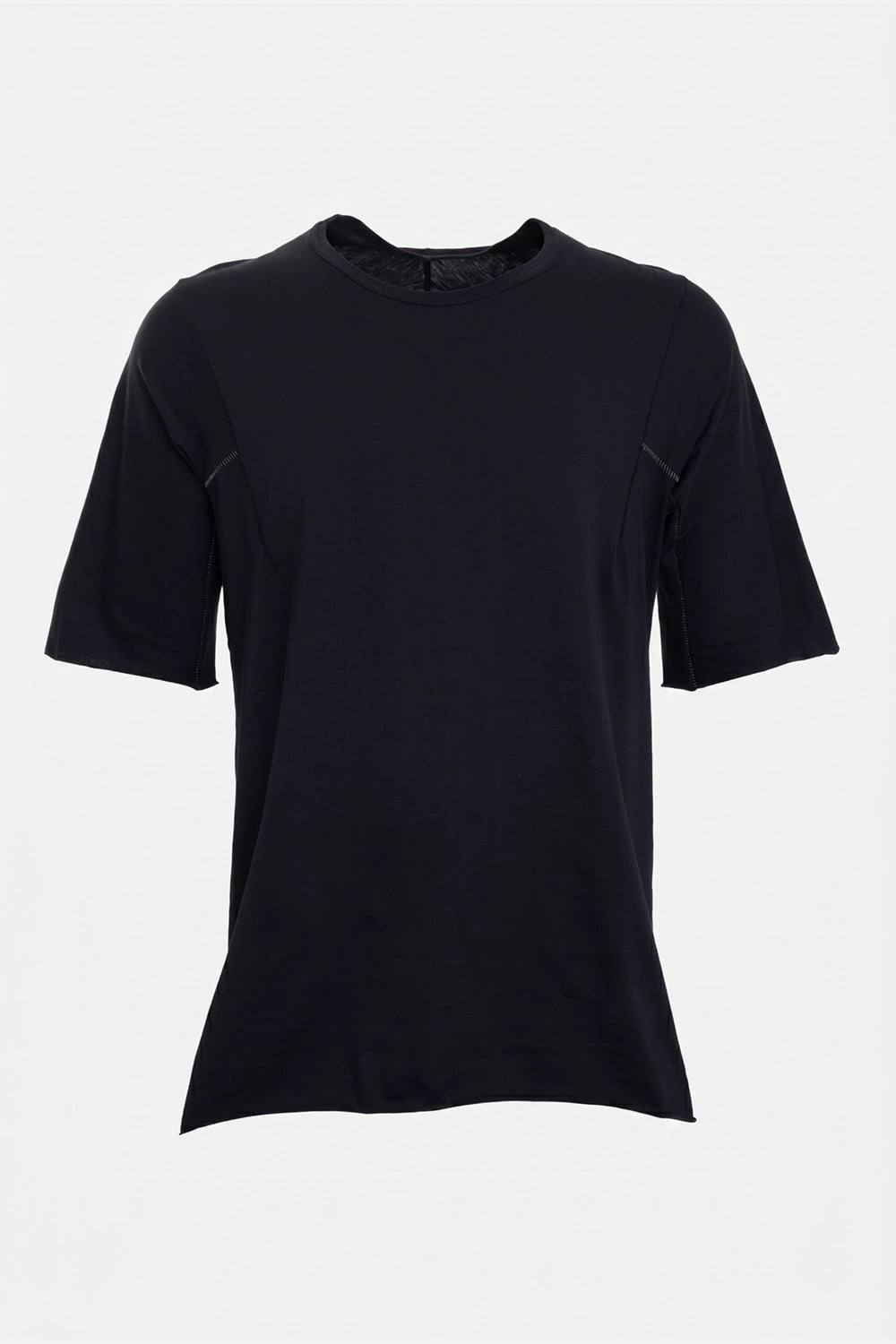 Givenchy men's jersey tape detail T-shirt in black, front view, crew neck and tonal panel seams