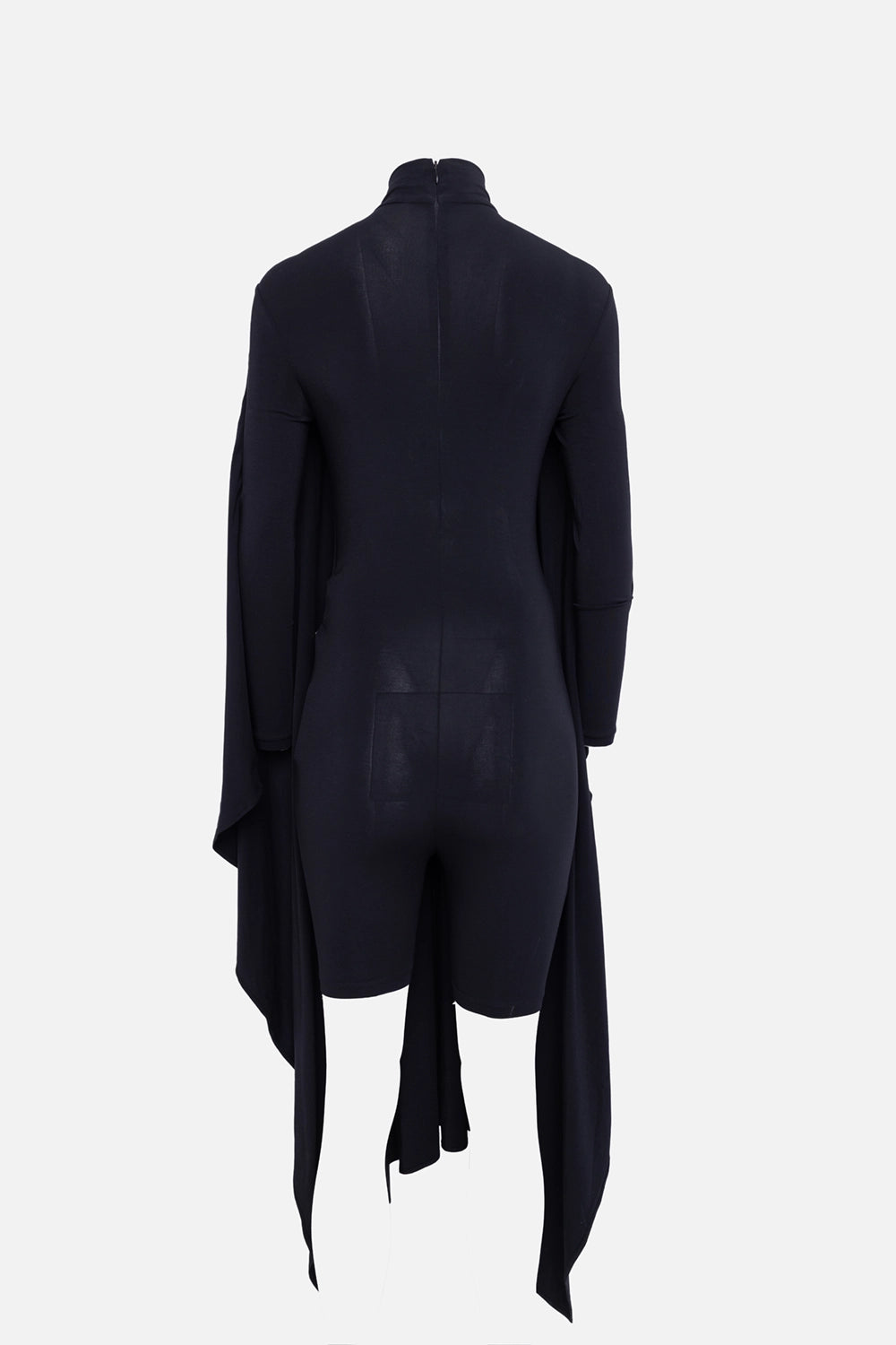 Pre-owned Balenciaga women's jumpsuit in black, back view, fitted short base and center back zip.