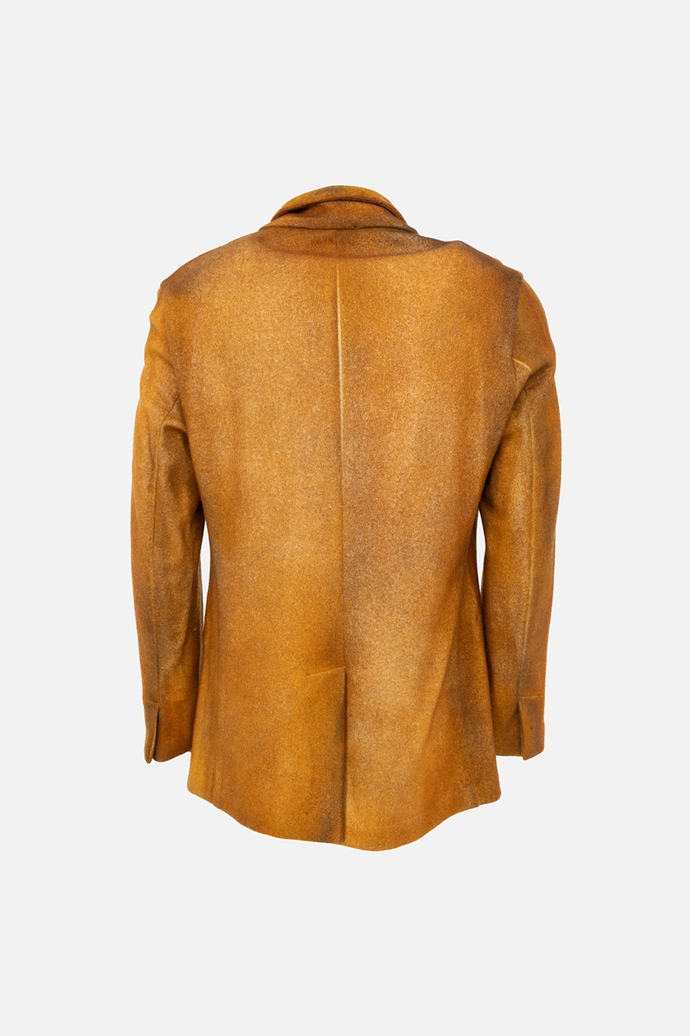 Pre-owned Avant Toi men's knit blazer in ochre, back view, center back seam and straight hem