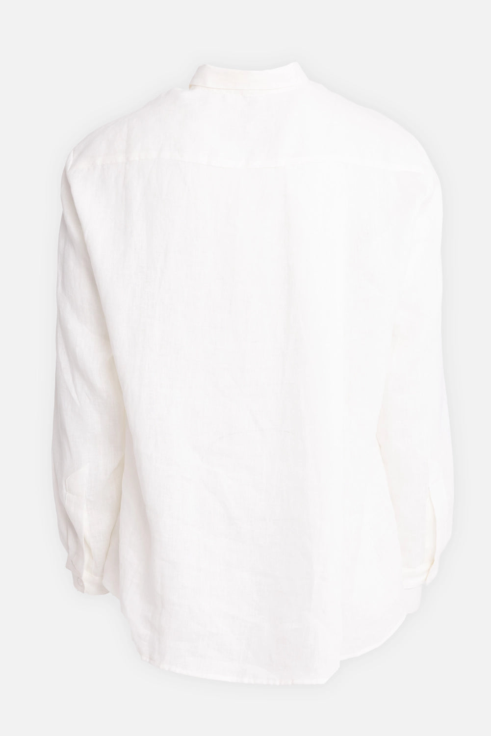 Giovanni Cavagna men's linen shirt in Butter, back view, soft yoke seam and curved hem
