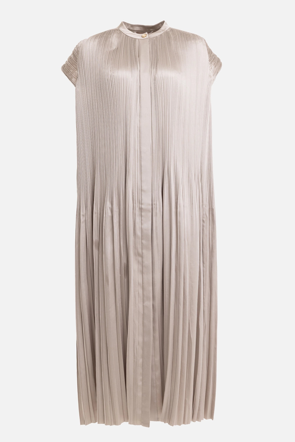 JOSEPH women's dress in powder, front view, concealed placket and sculpted cap sleeves