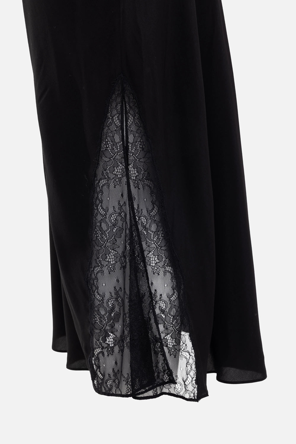 Zadig & Voltaire women's midi skirt in black, hem detail, floral lace inset with soft scalloped edge.
