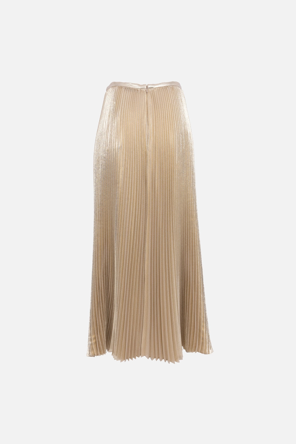 Women's Silk-Blend Lamé Pleated Midi Skirt in Gilt | JOSEPH
