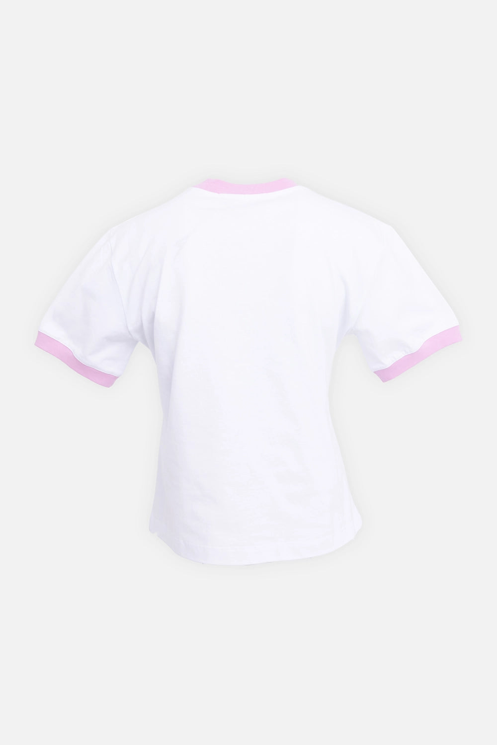 White MSGM ringer T-shirt with pink trims, back view