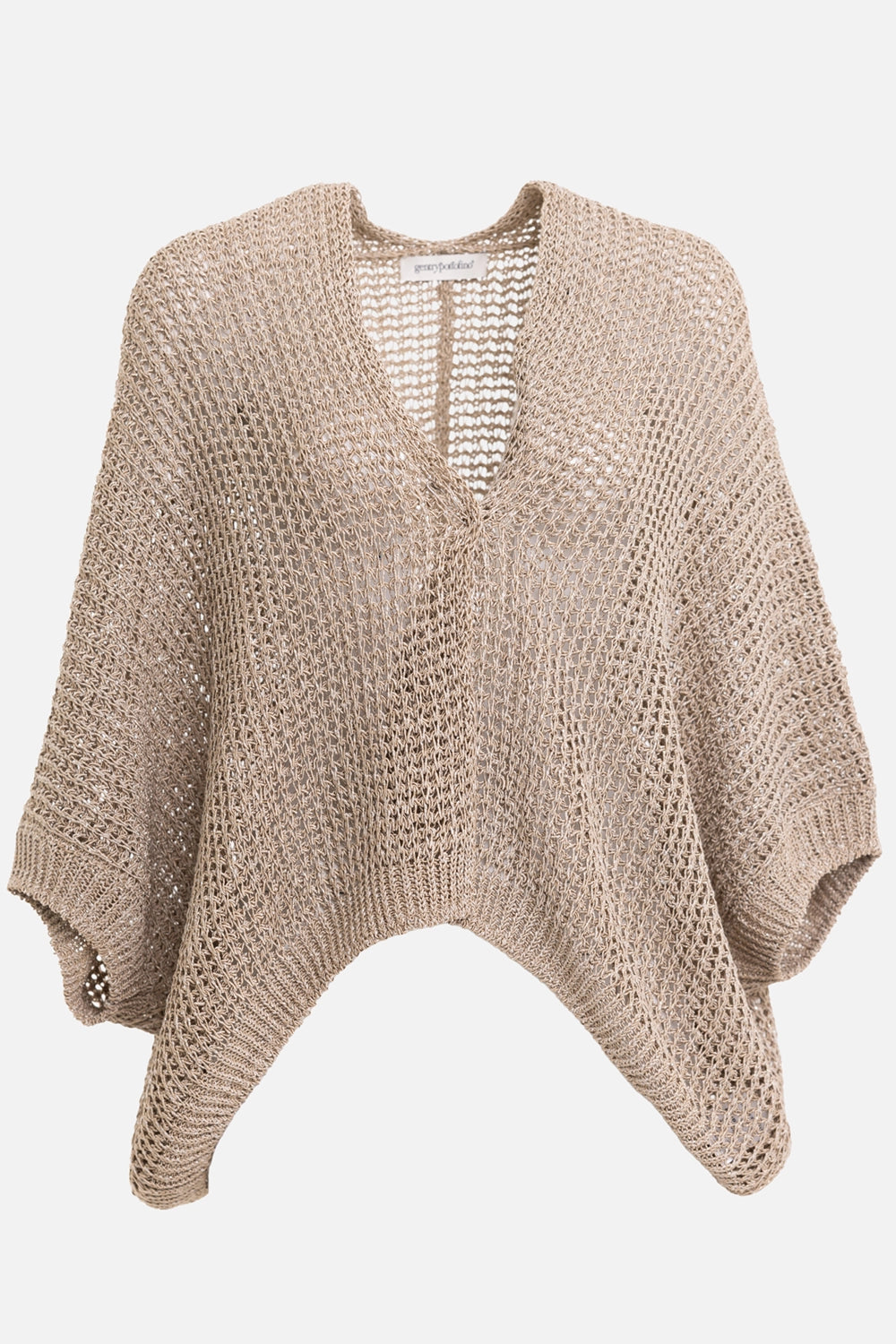 Gentry Portofino women's cardigan in corda, front view, open V-neck and dropped short sleeves