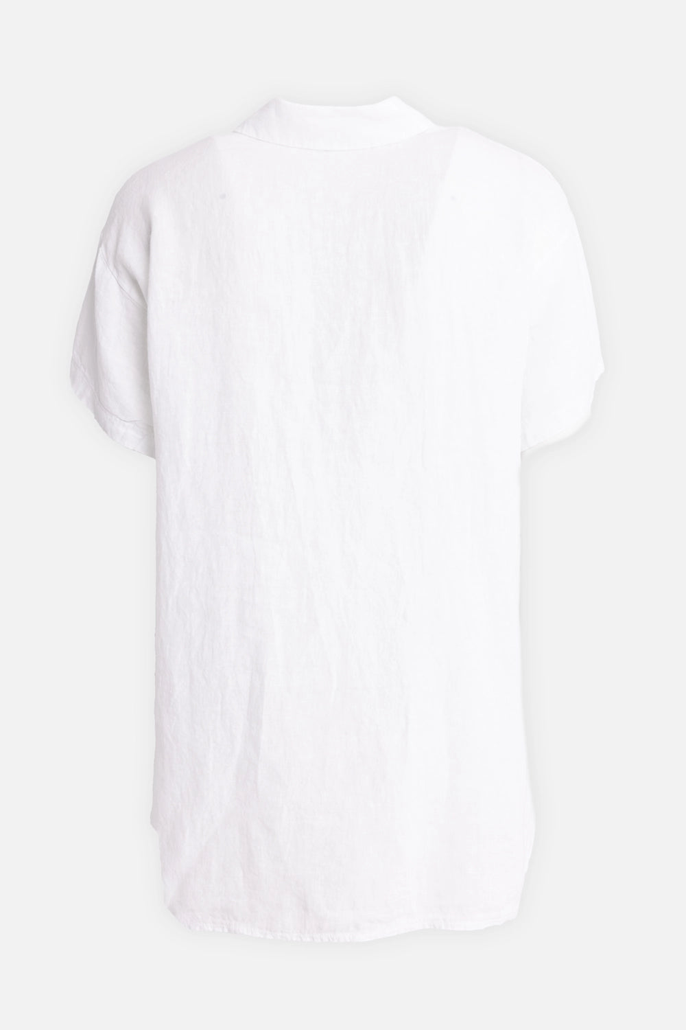 La Haine Inside Us men's overshirt in white, back view, plain linen back and short wide sleeves