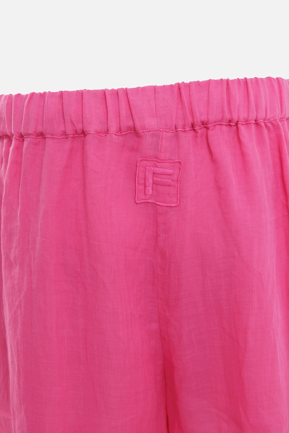 Fisico women palazzo trousers in Azalea, logo detail, tonal F patch below elastic waistband