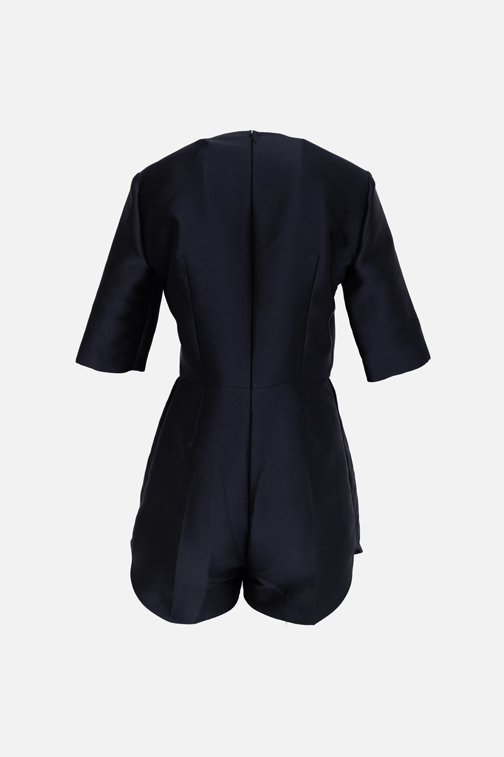 Pre-owned Stella McCartney women's playsuit in black, back view, concealed zip closure to neckline