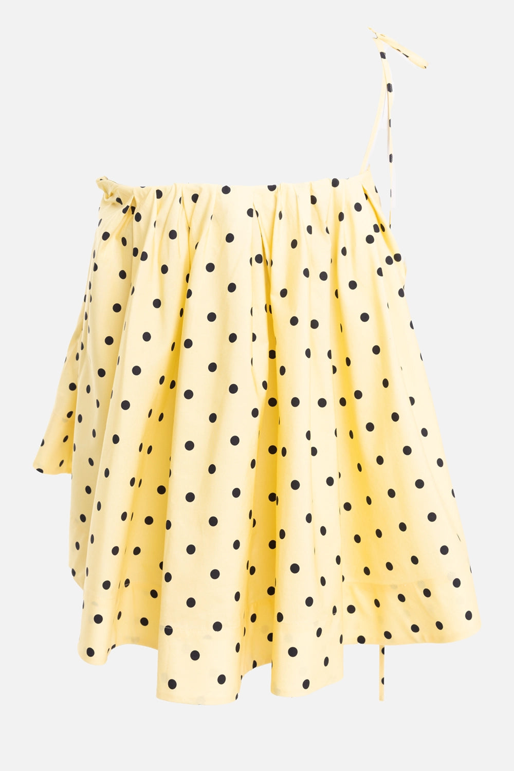 MSGM women's bandeau top in Yellow, back view, black polka dots and slim shoulder tie