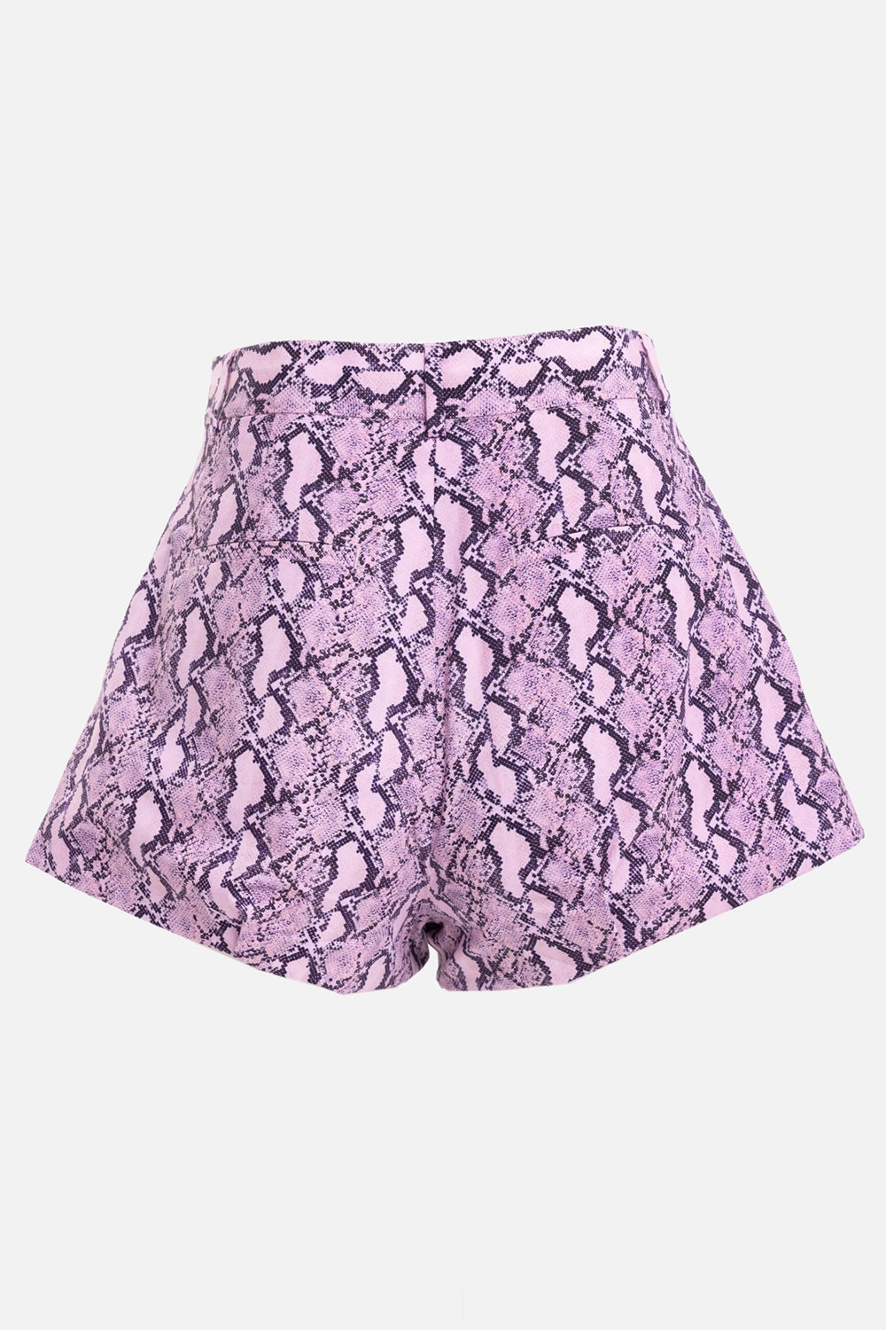 MSGM women's Bermuda shorts in Pink, back view, python print with welt pockets and curved hems