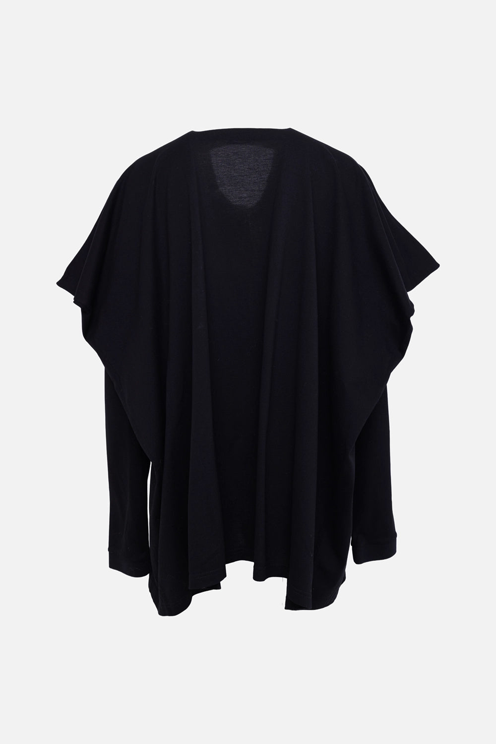 Pre-owned Burberry women's reconstructed polo shirt in black, back view, draped overlay and long sleeves