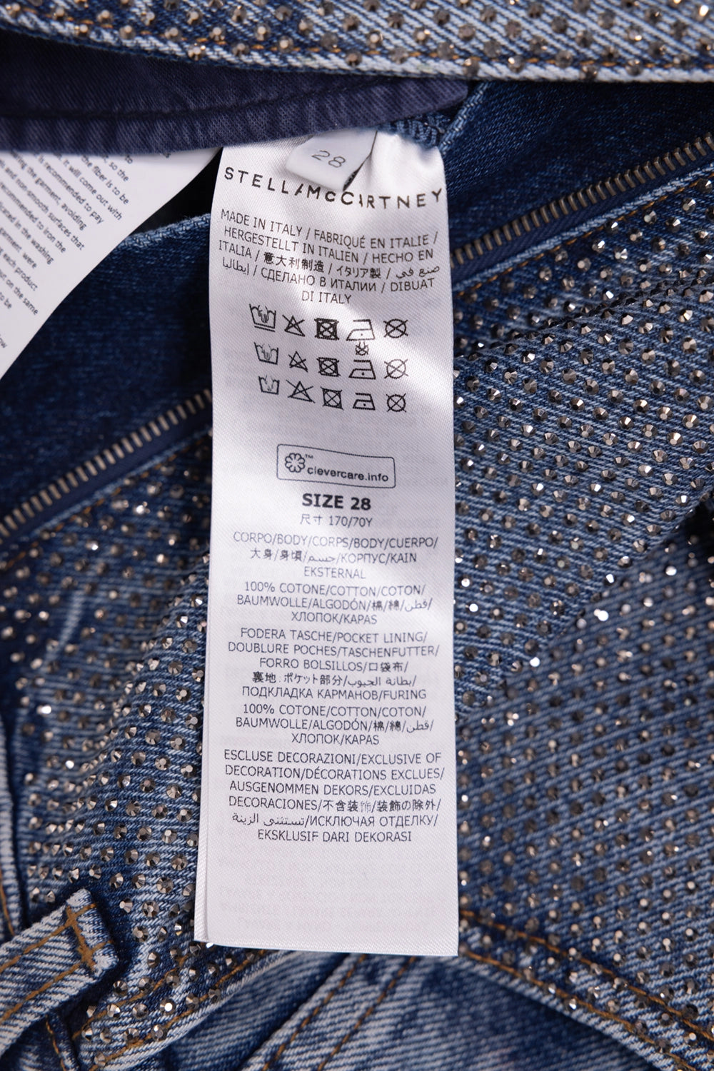 Rhinestone-Embellished Wide-Leg Jeans