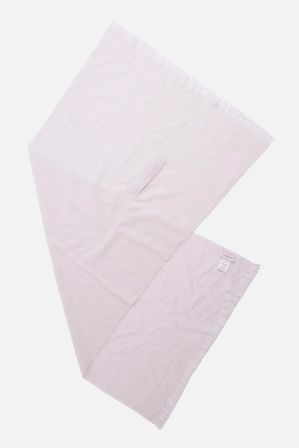 Gentry Portofino unisex scarf in Gesso, full view with fringed ends and tonal rectangular loop