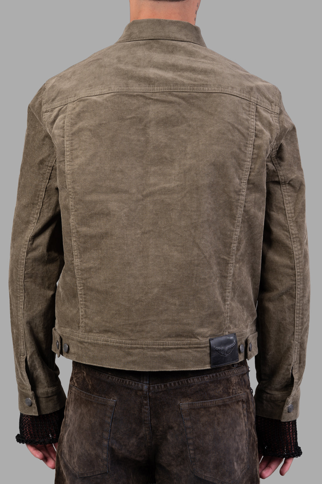 Zadig & Voltaire Corduroy Shirt Jacket in olive green, featuring a tailored fit, button details, and practical chest pockets.