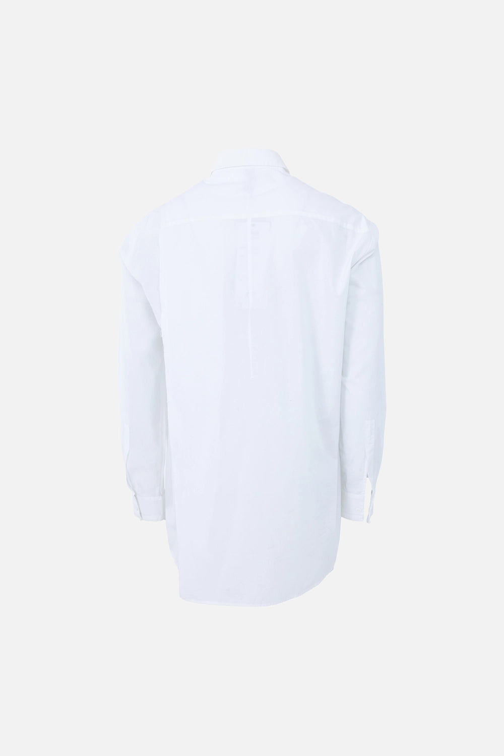 Pre-owned Giovanni Cavagna shirt in white/cream, back view, clean yoke seam and longline hem