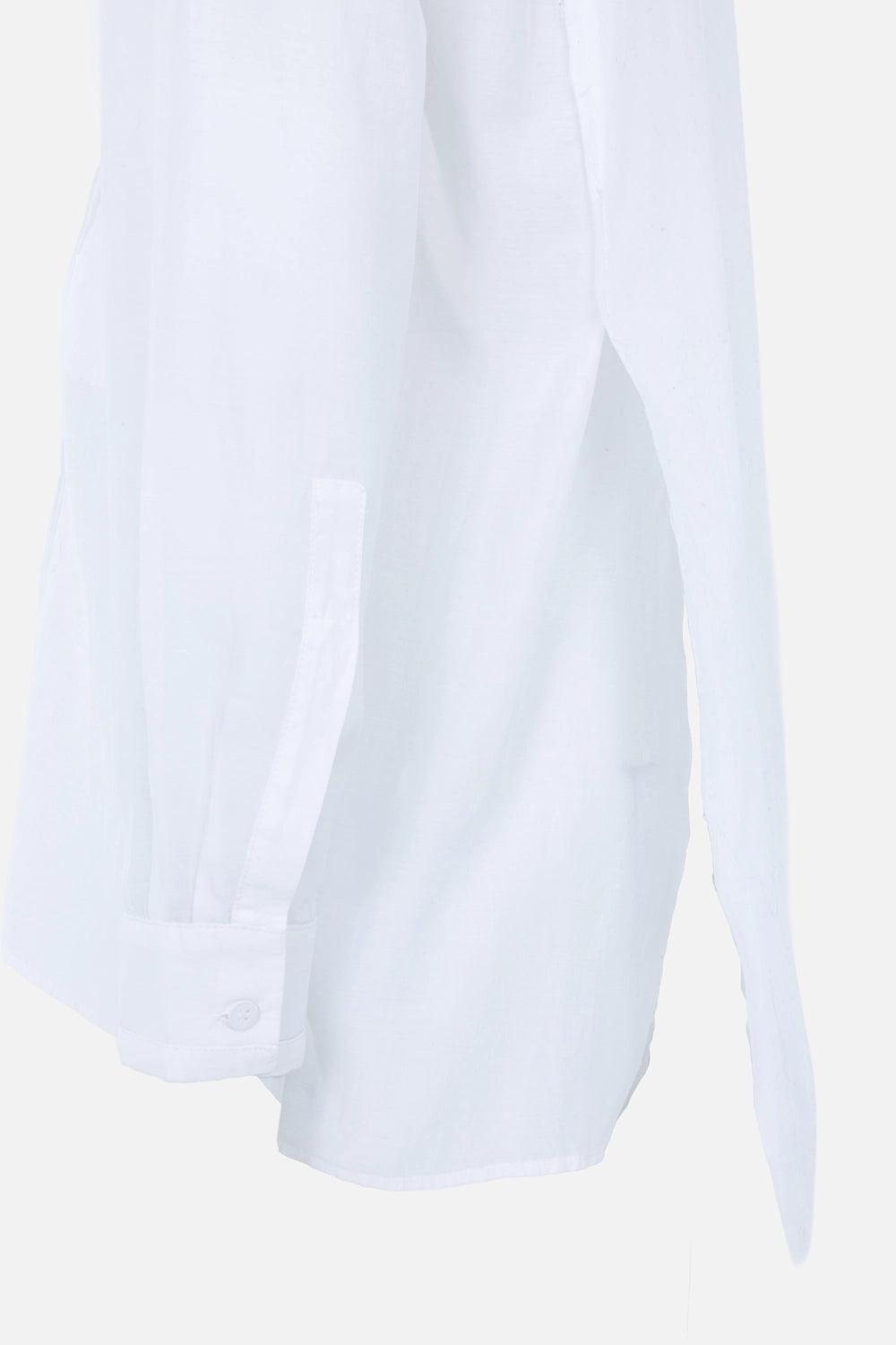 Pre-owned Giovanni Cavagna shirt in white/cream, cuff detail, buttoned cuff and clean hem
