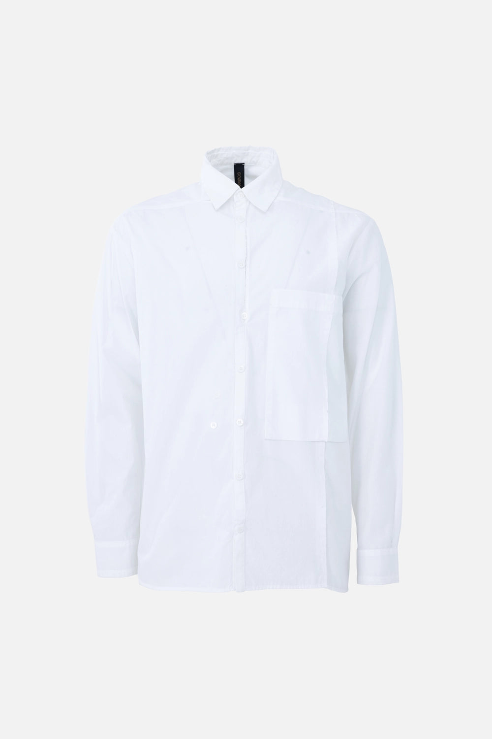 Pre-owned Giovanni Cavagna shirt in white/cream, front view, pointed collar and patch chest pocket