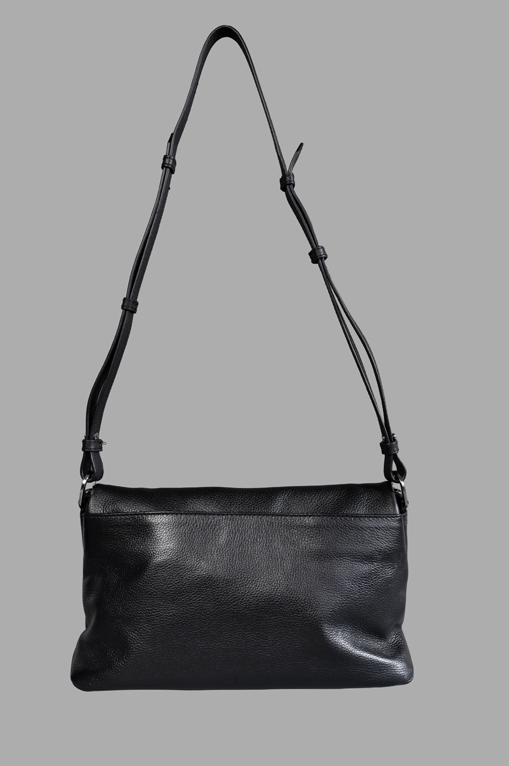 Zadig & Voltaire shoulder bag in black, back view, smooth grained leather and adjustable strap