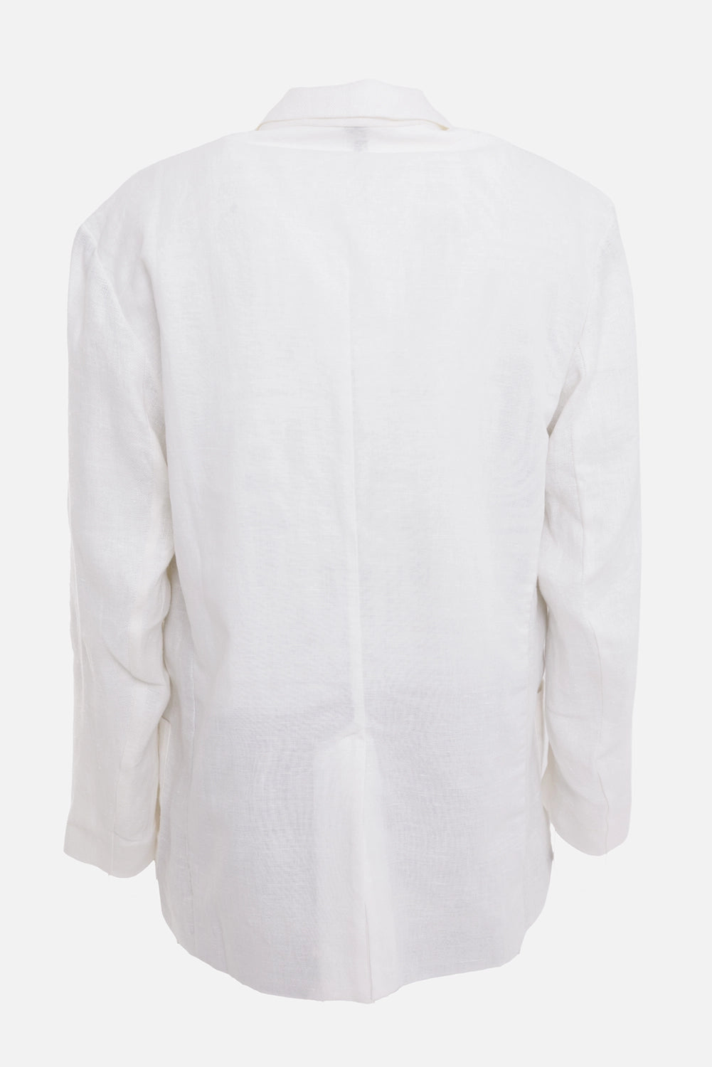 Giovanni Cavagna men's blazer in butter, back view, plain semi-sheer linen body and long sleeves