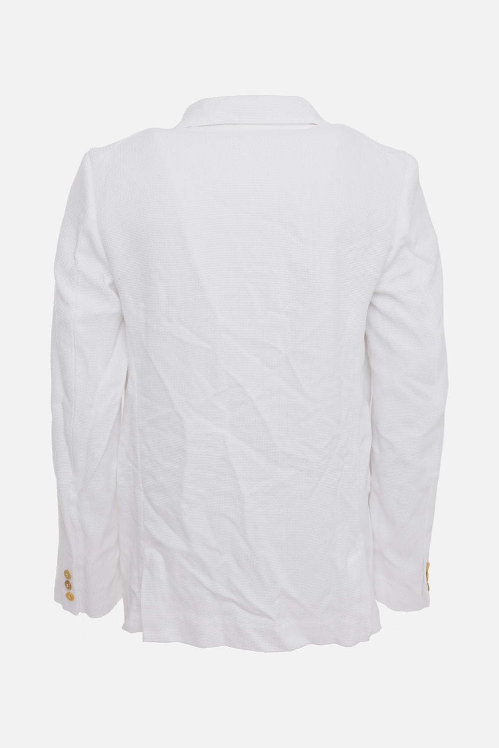 COMME des GARÇONS HOMME PLUS men's blazer in white, back view, plain back with buttoned cuffs
