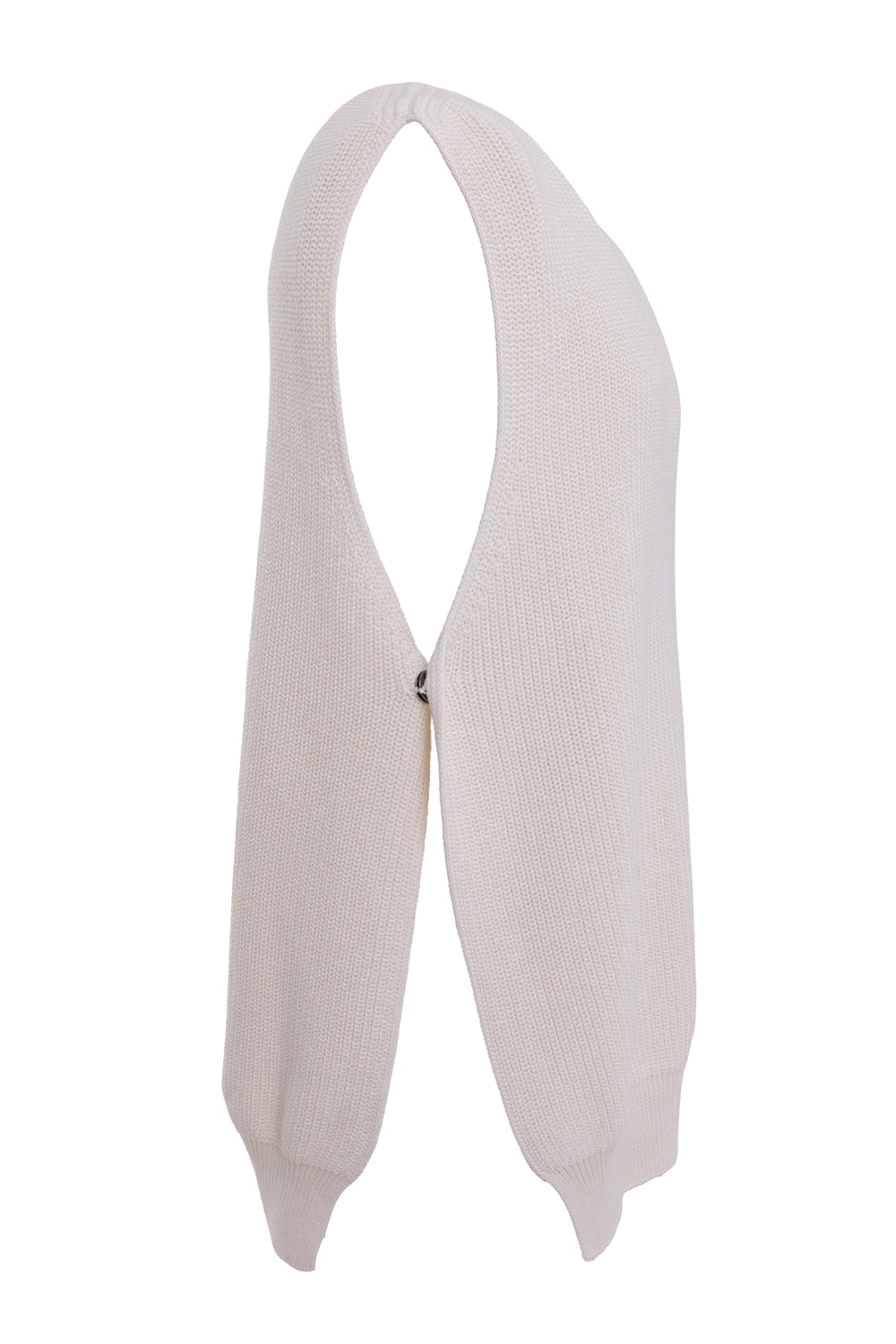 Gentryportofino men's knit vest in latte, side view, deep arm opening and chunky rib texture