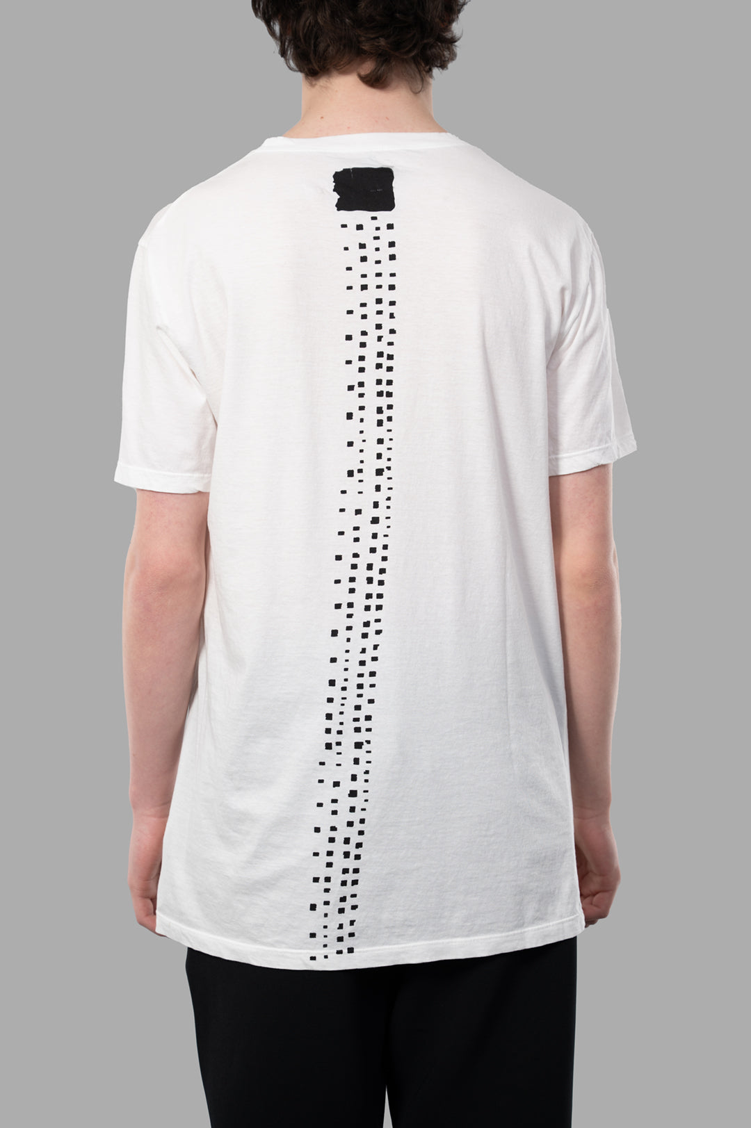 MD 75 Cotton T-shirt, white, showcasing back design with unique black detailing and relaxed fit, perfect for casual luxury.