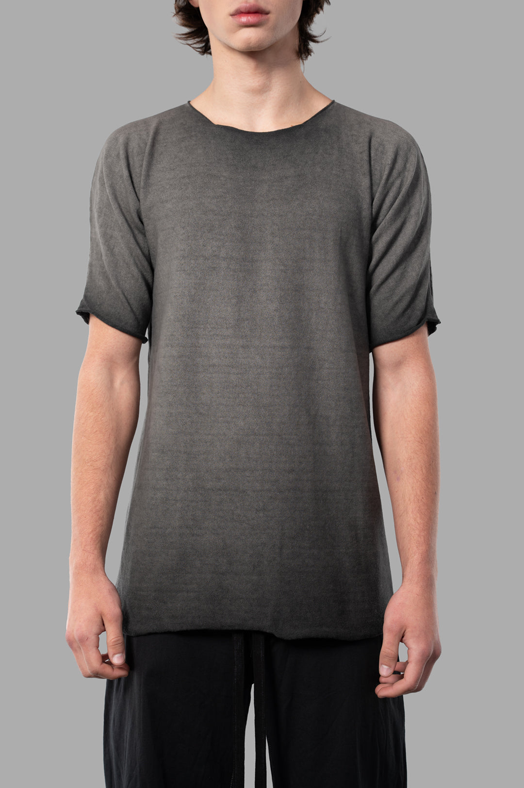Isaac Sellam Gradient T-shirt in grey, showcasing front view, featuring organic cotton and minimalist design details.