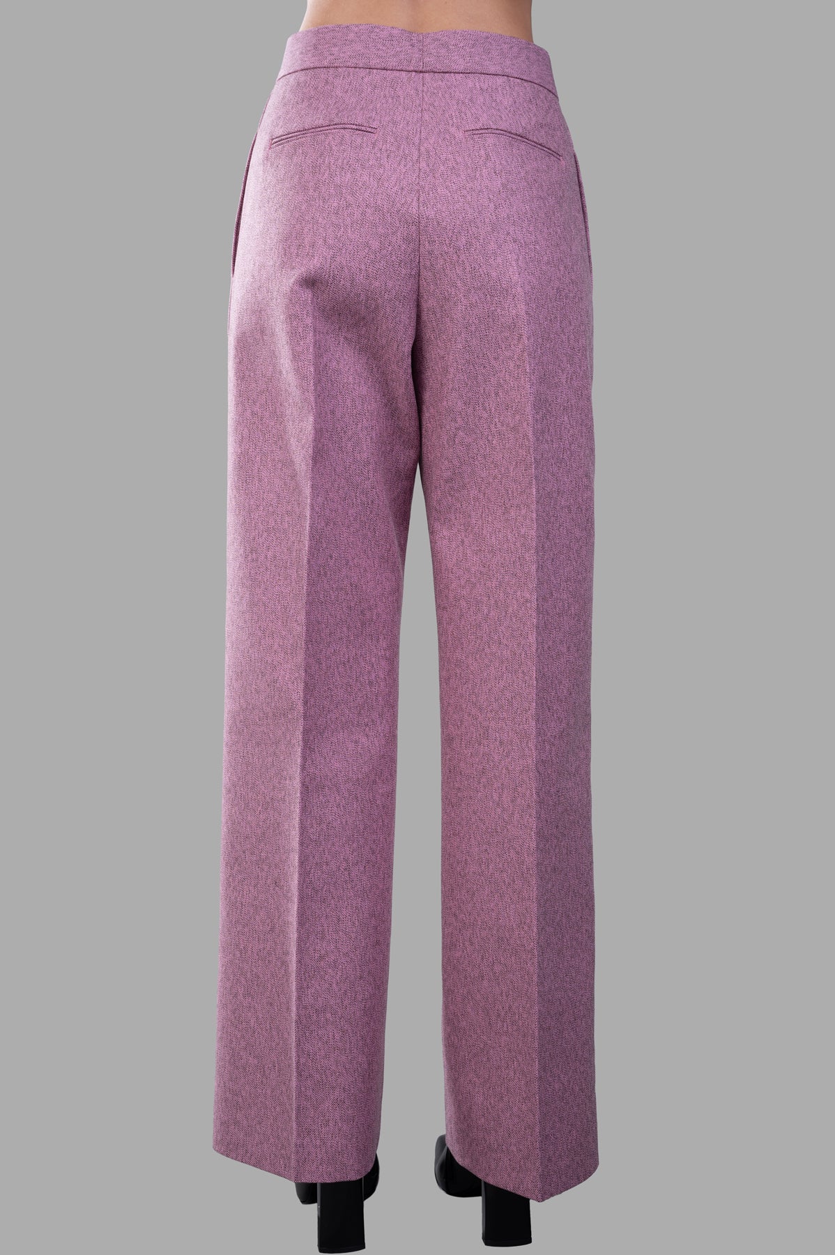 MSGM Melange Trousers in pink, showcasing a straight leg, back view with subtle creases and tailored pockets for elegance.