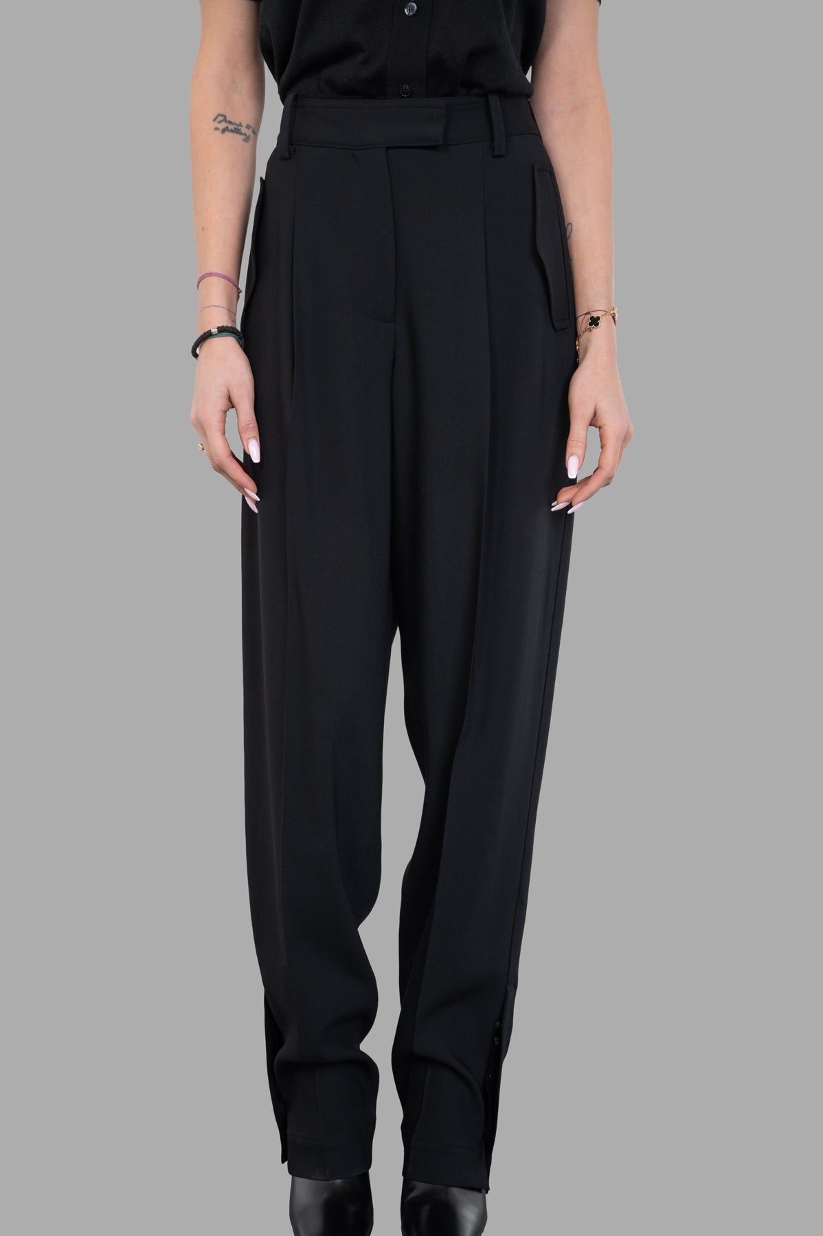 Joseph Alexis Fluid Trousers shown on model, featuring a front view, sleek design, and relaxed fit. Ideal for stylish outfits.