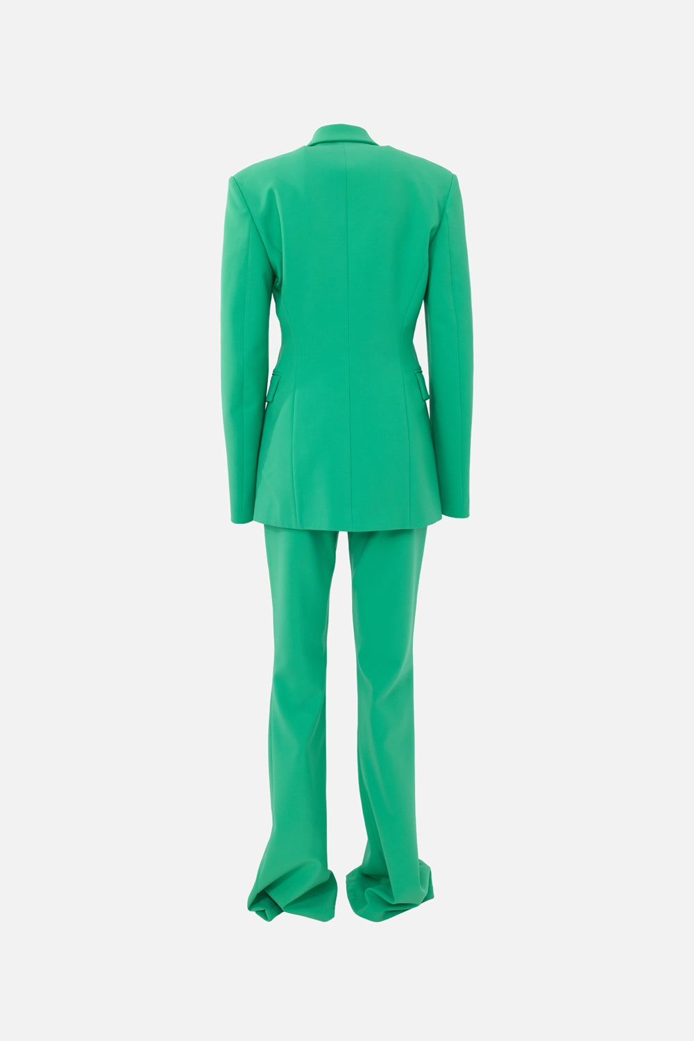 Pre-owned The Attico women's suit set in green, back view, tailored blazer with flared trousers
