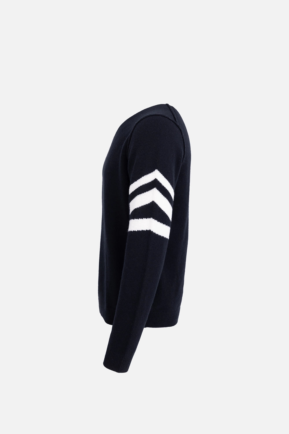 Zadig&Voltaire men sweater in black, side view, white chevron arrow stripes on sleeve