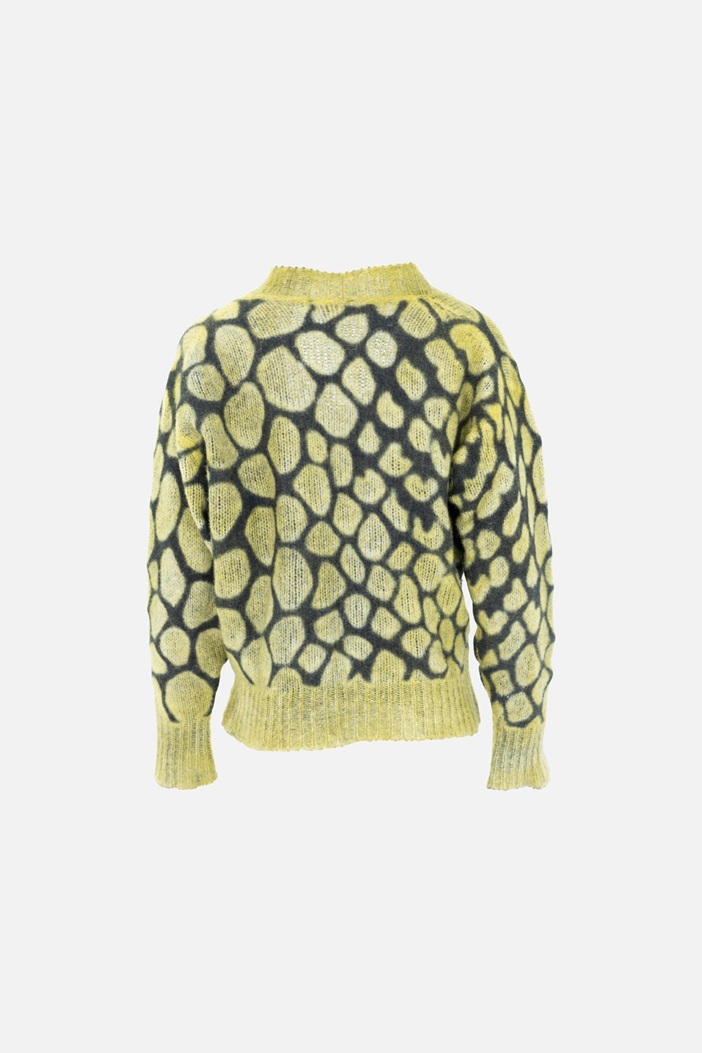 Pre-owned Avant Toi women’s sweater in olive, back view, open-knit texture with all-over pattern
