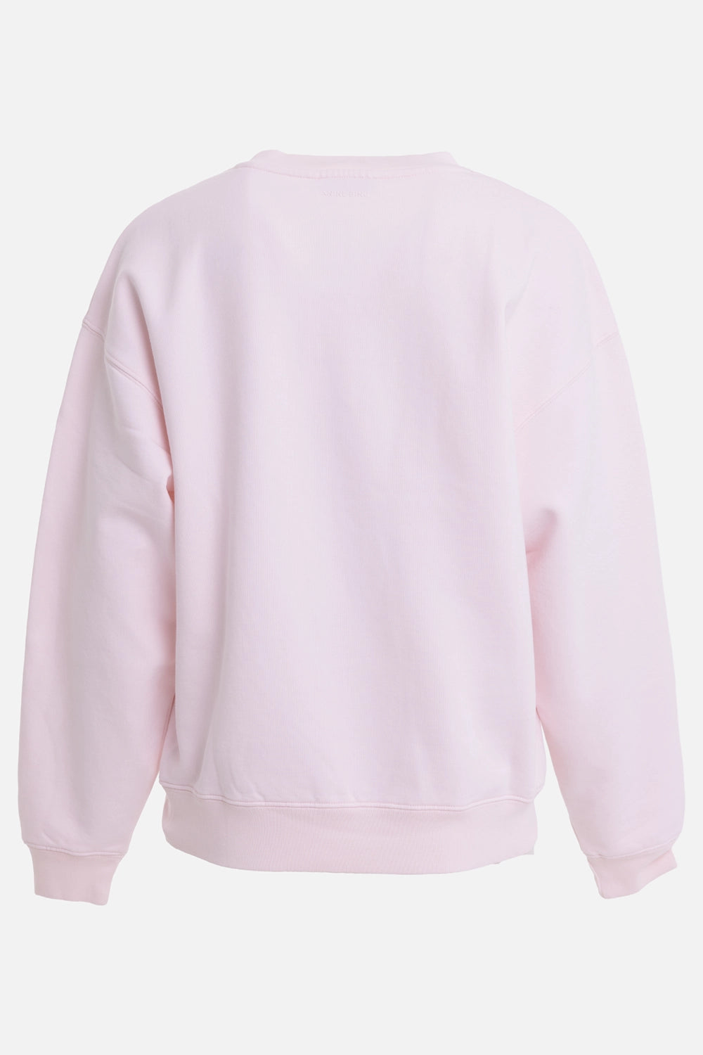 ANINE BING women's sweatshirt in powder pink, back view, plain back with dropped shoulders and ribbed hem