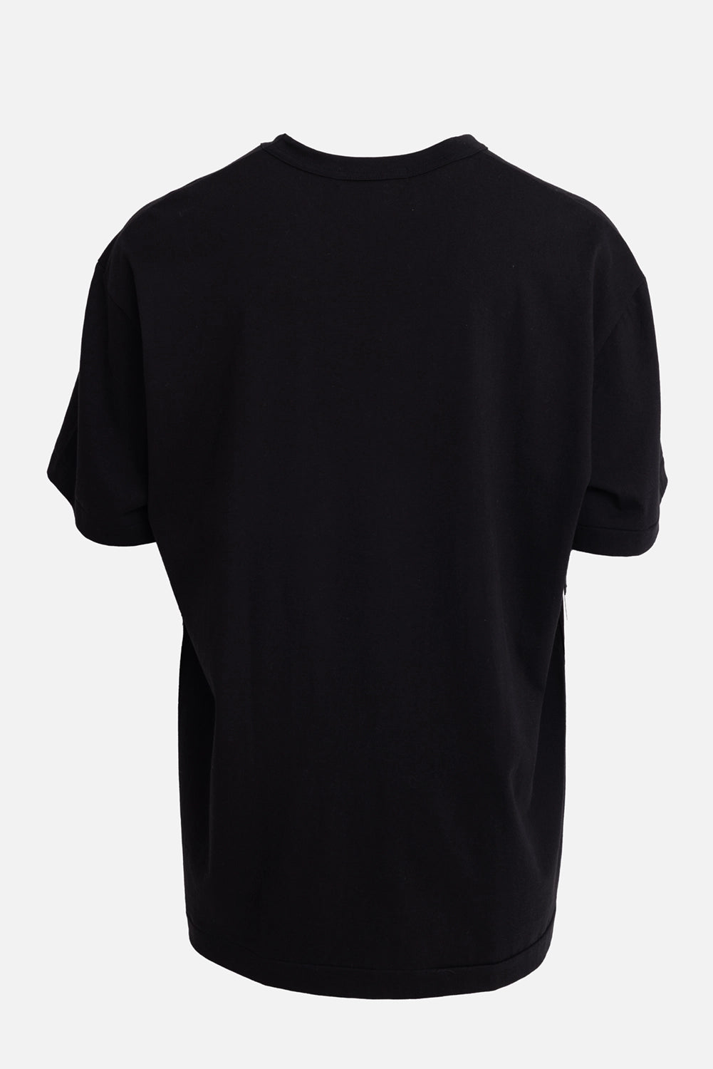 COMME des GARÇONS HOMME DEUX men's T-shirt in black, back view, plain body and ribbed collar