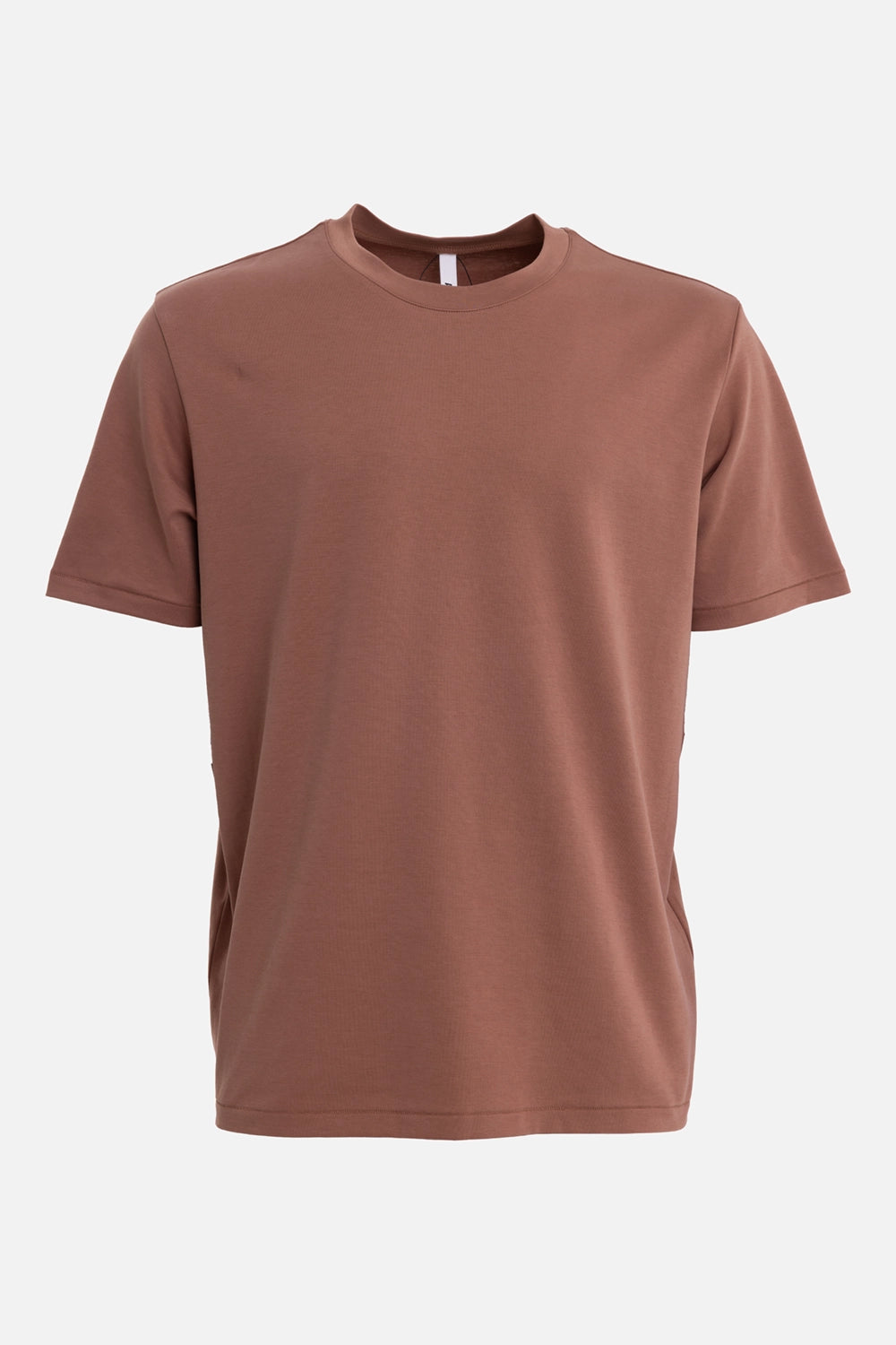 Attachment men's brown T-shirt, front view, crewneck and smooth short-sleeve silhouette