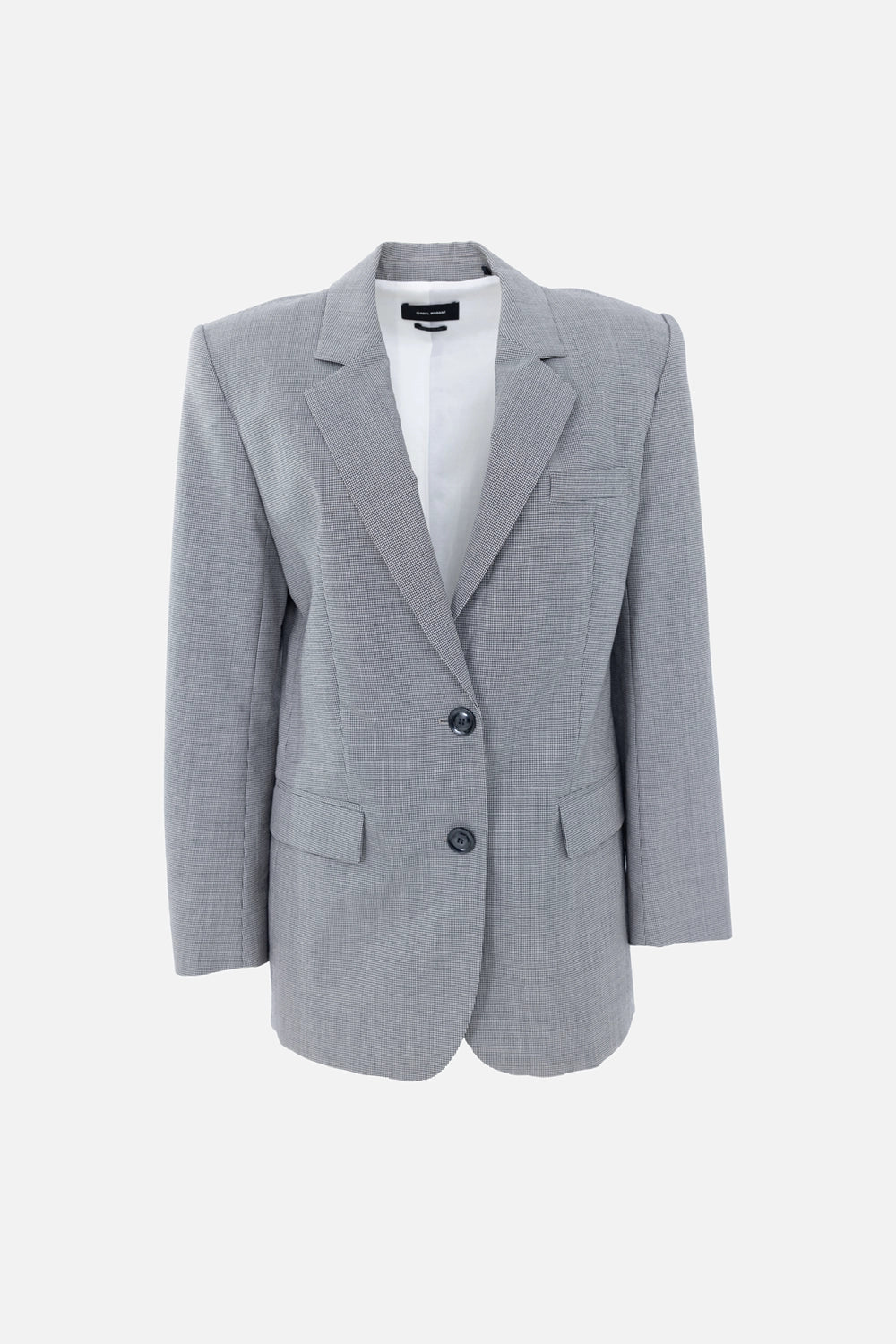 Pre-owned Isabel Marant women's blazer in grey, front view, two-button closure and flap pockets