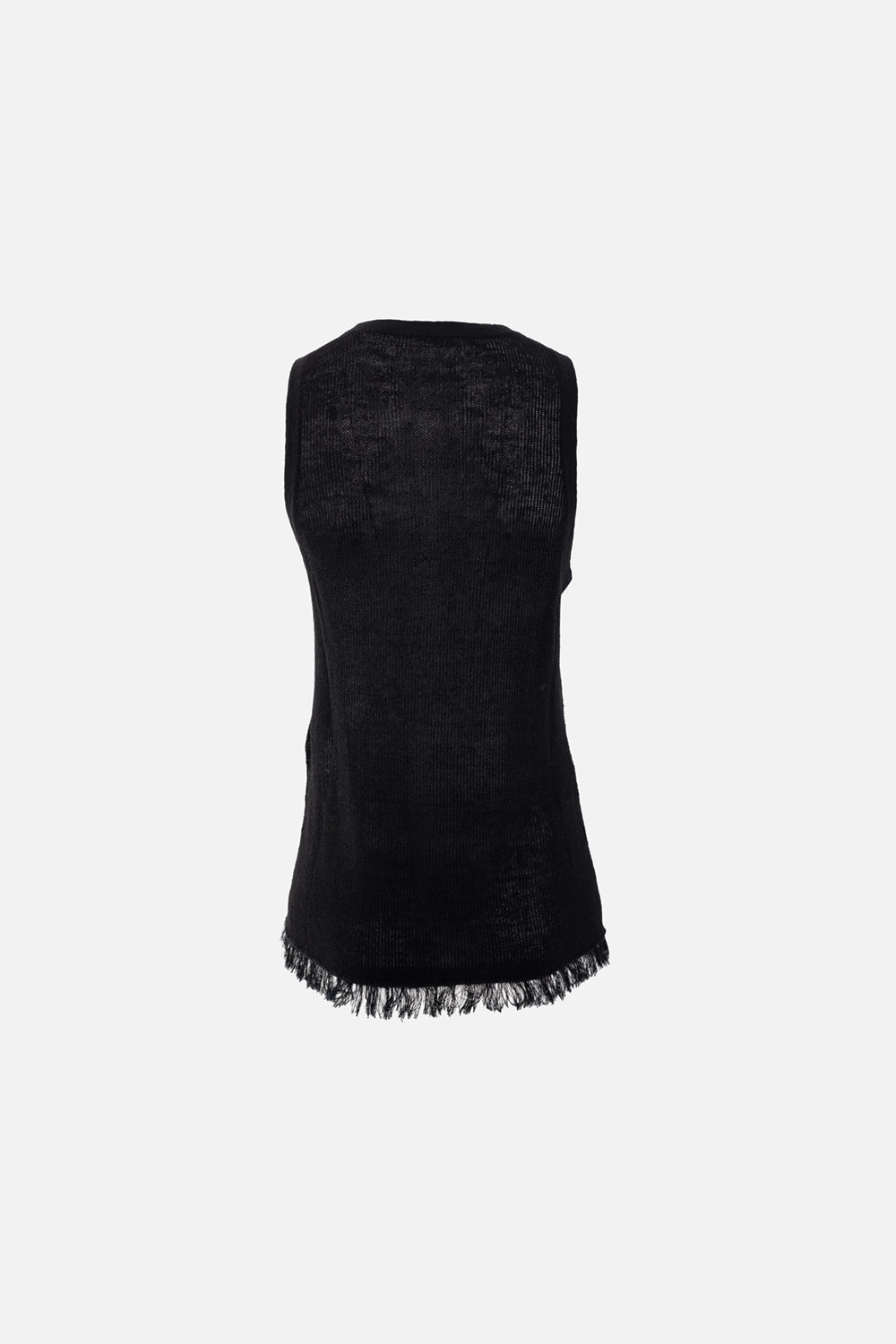 Women's Fringe-Hem Tank Top in Black | By Malene Birger