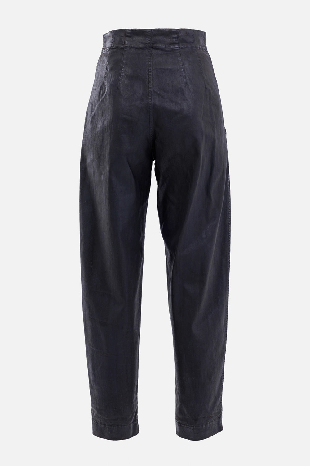 Gentryportofino women's Dark Dust trousers, back view with high waist and tapered panelled legs
